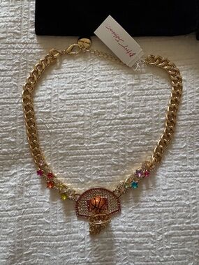 NEW NWT Betsey Johnson Basketball Short Pendant Statement Necklace Orange